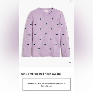 NEW / J.Crew Factory Girls' embroidered heart sweater